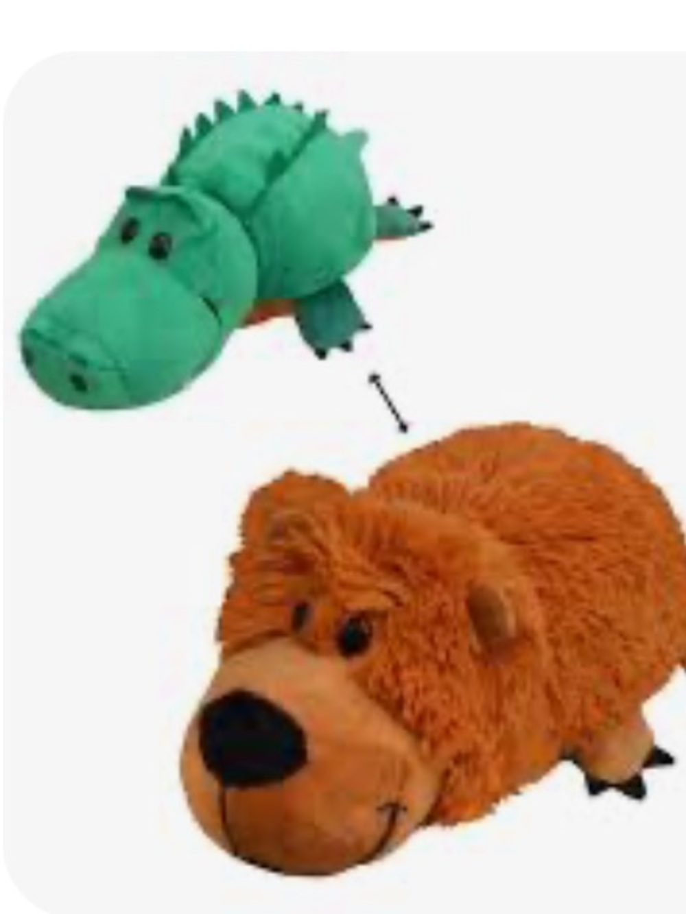 FLIP A ZOO Convertible ALLIGATOR  And BEAR Plush Animal Kid Toy Stuffed Animal